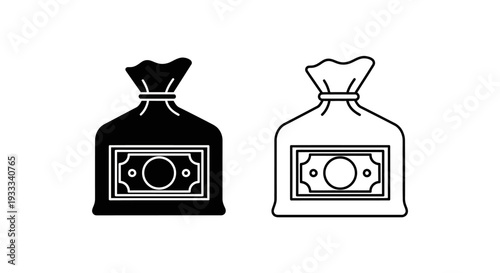 Money bags with cash Vector