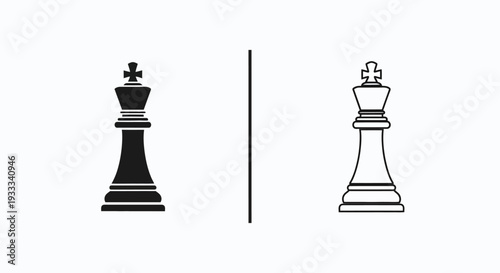 Black and white chess pieces king Vector