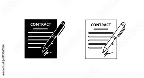Contract document pen illustration Vector