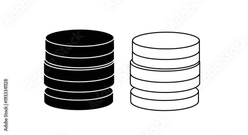 Black and white cylinder stack Vector