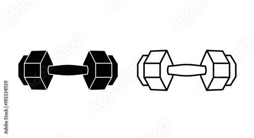 Dumbbells line icon set Vector