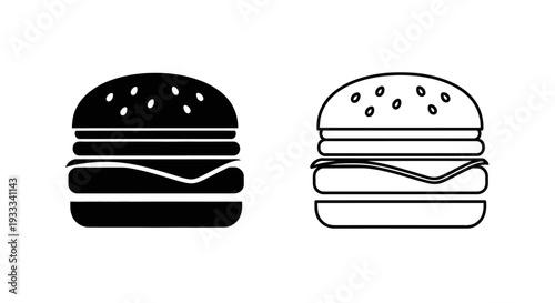 Black and white burger icons Vector