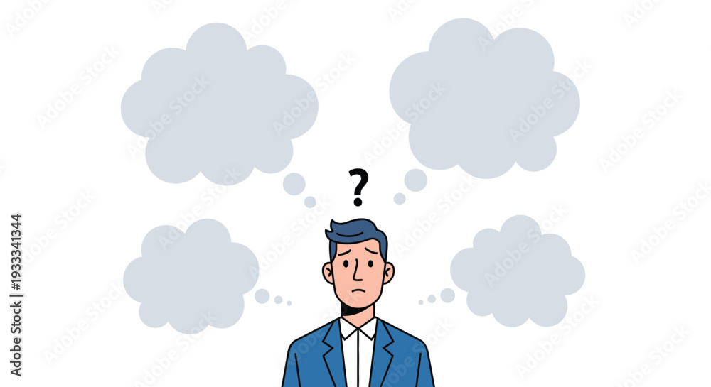 custom made wallpaper toronto digitalConfused businessman with question mark and thought bubbles