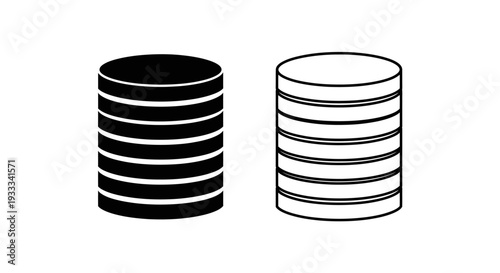 Black and white cylinder stack Vector