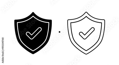Shield icon set with checkmark Vector