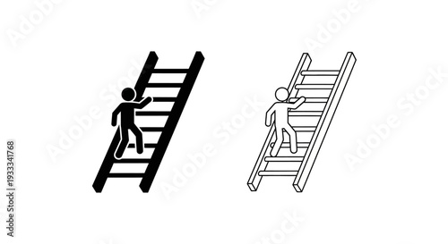 Ladder climbing stair success Vector