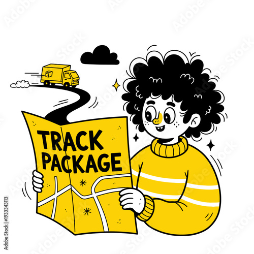 Woman Holding Track Package Delivery Envelope.