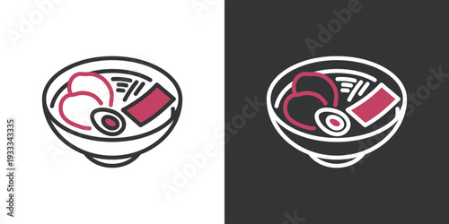 シンプルな醤油ラーメンのラインアイコン