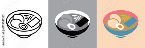 シンプルな醤油ラーメンのラインアイコン