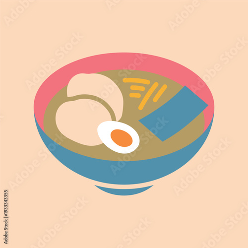 シンプルな醤油ラーメンのラインアイコン