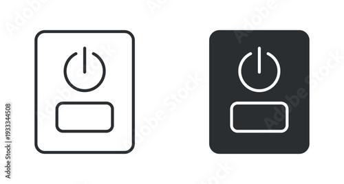 Power Button Device Icon Set, On Off Switch Line and Solid Vector Illustration