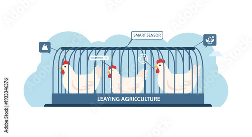 Chickens confined in a cage representing leaving agriculture.