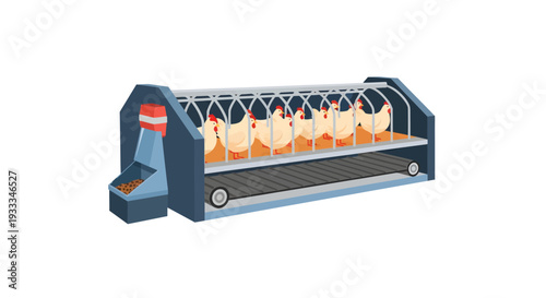 Industrial chicken processing machine with multiple birds.