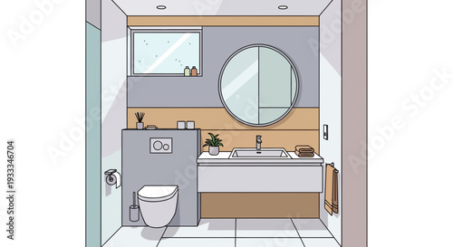 Vector illustration of a modern and stylish bathroom interior design.