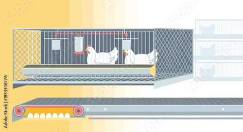Modern Poultry Farming Cage System for Efficient Chicken Production.
