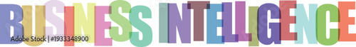 Business intelligence colorful text on with multicolored letters