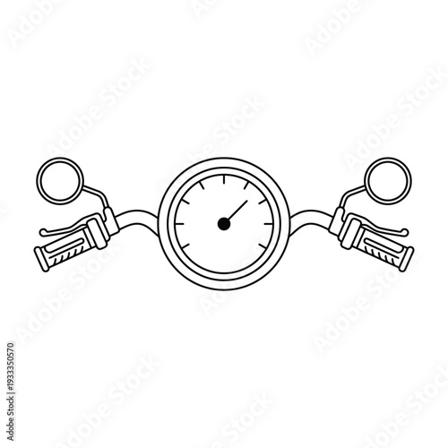 Motorcycle Handlebars and Speedometer Icon in Outline Style