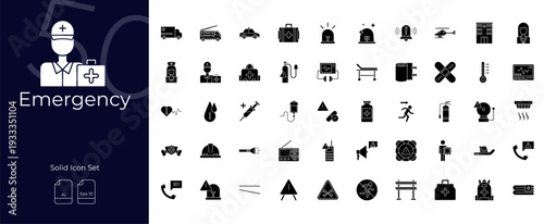 Emergency Solid Editable Icons set