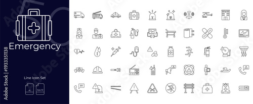 Emergency Line Editable Icons set