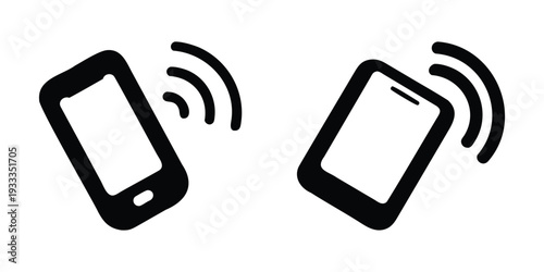 Phone call icon silhouette vector, smartphone ringing symbol illustration
