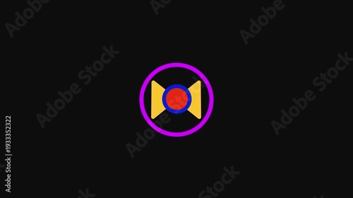 DVD disk icon simple shape circle animation black background.purple line CD or DVD disk icon