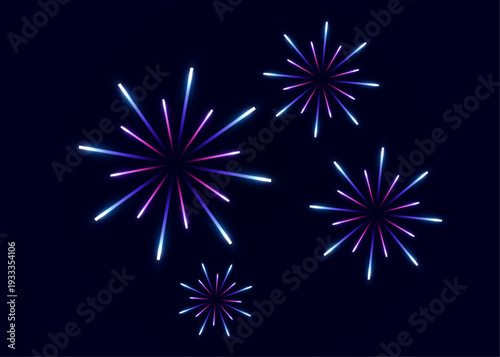 Colorful fireworks explode over the landscape.