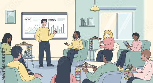 Diverse group of people attending a business presentation.