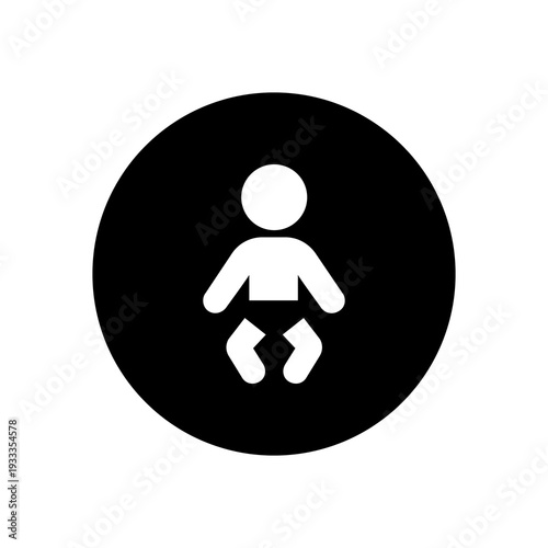 Minimalist white baby icon on black background