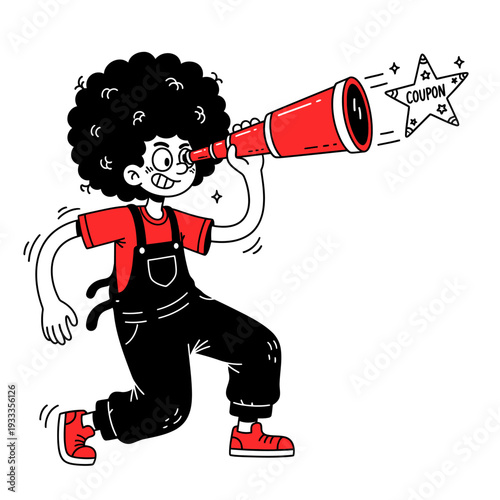 Cartoon Character Shouting Through Megaphone.