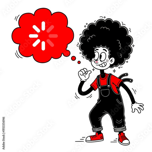 Cartoon Character with Thought Bubble Idea.