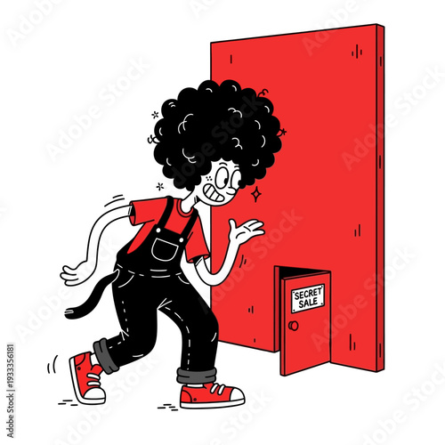 Cartoon Character Running Through Secret Door.