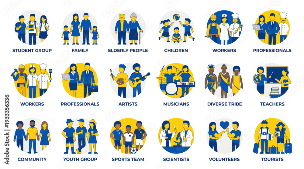 Fototapeta premium people icons, people icon set, human icons, avatar icons, user icons, group icons, team icons, teamwork icons, community icons, family icons, person icons, character icons, social icons, crowd icons, 