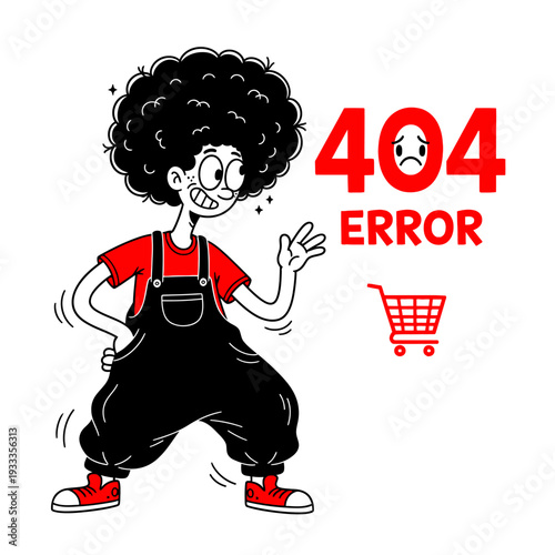 Cartoon Character with 404 Error Message.