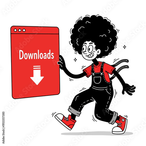 Cartoon Character Running with Download Screen.