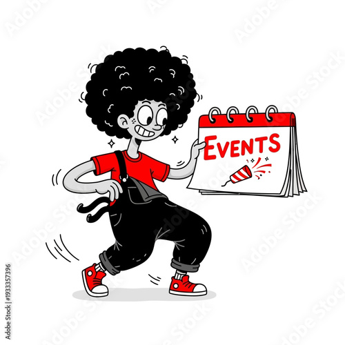Cartoon Man Holding Events Calendar Running.