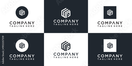 Collection of Modern Company Logos with Geometric Shapes and Taglines.