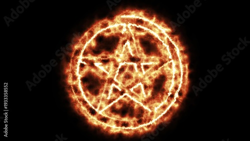 Burning Pentacle symbol in a circle