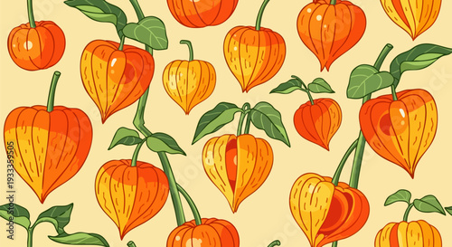Vector illustration of ground cherries pattern