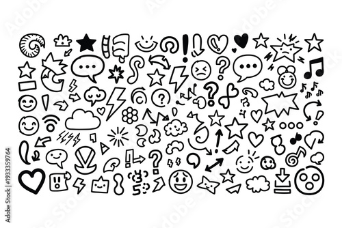 A collection of various emoticon and symbol illustrations