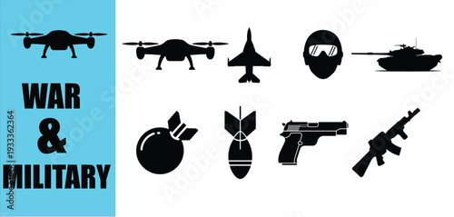 Military and War  icon set Vector illustration 