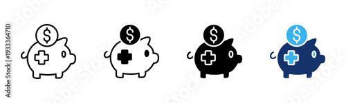 Health Savings icon sheet multiple style collection