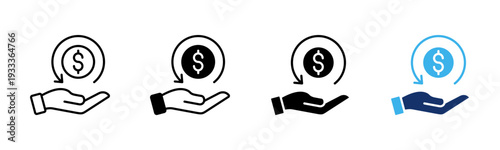 Reimbursement Process icon sheet multiple style collection