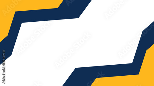 Modern navy blue and yellow geometric frame background. Corporate presentation template with diagonal copy space. Abstract dynamic zigzag border vector illustration. Sporty chevron corner texture.
