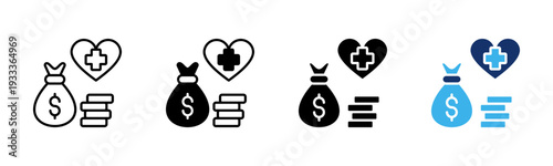 Health Funding icon sheet multiple style collection