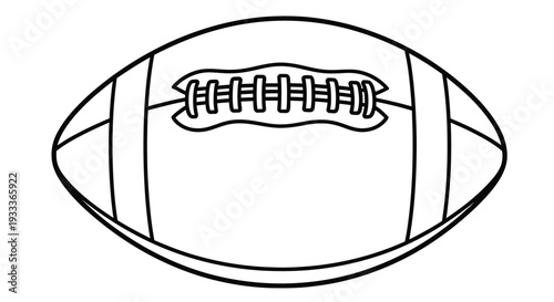 Simple black and white line drawing of an american football with laces