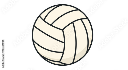 A simple cartoon illustration of a classic volleyball with black paneling