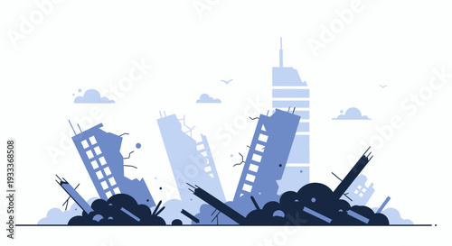 Cityscape Destruction Chaos Debris Buildings Ruins.