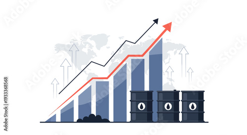 Financial Growth Graph with Piggy Banks and Rising Arrows.