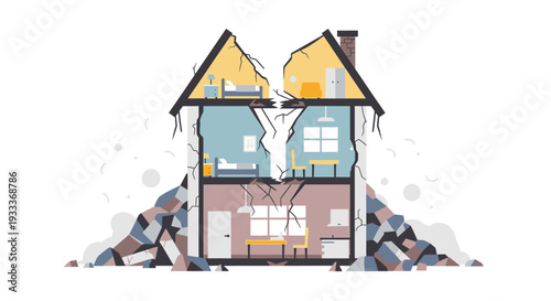 Cross section of a house showing interior layout and architecture.