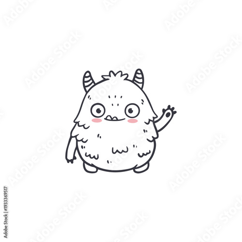 cute cartoon monster isolated on white background for coloring pages, magazines. Alien, Funny character. Sketch, doodle. Vector illustration